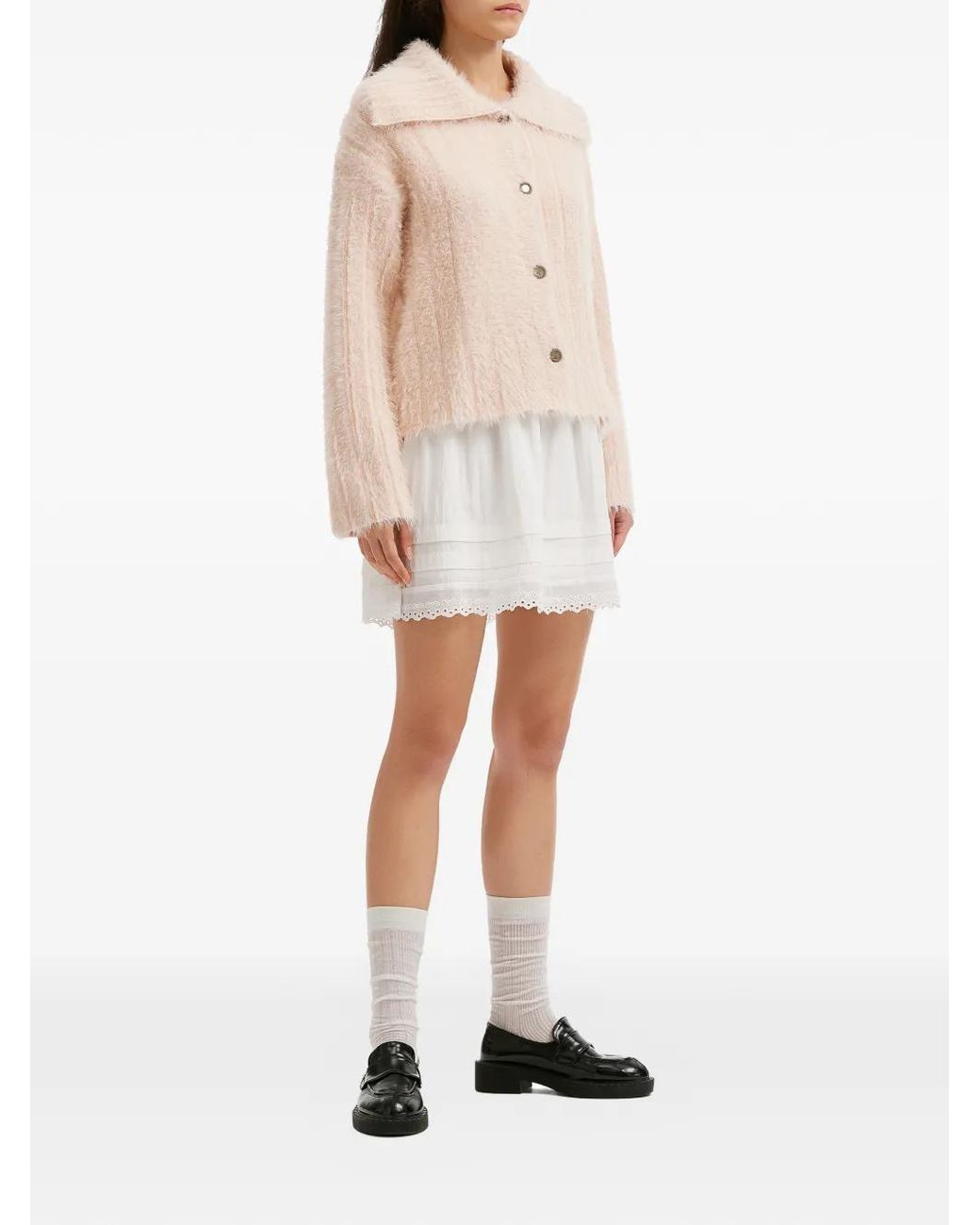 B+ AB Natural Buttoned Collar Cardigan