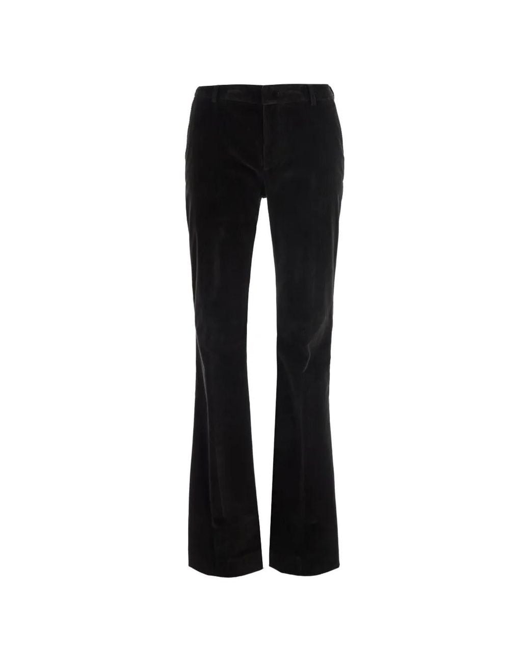 PT Torino Black Pantalon En Velours Côtelé À Coupe Évasée
