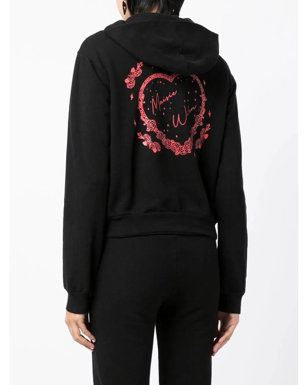 Maisie Wilen Black Graphic-Print Zipped Hoodie