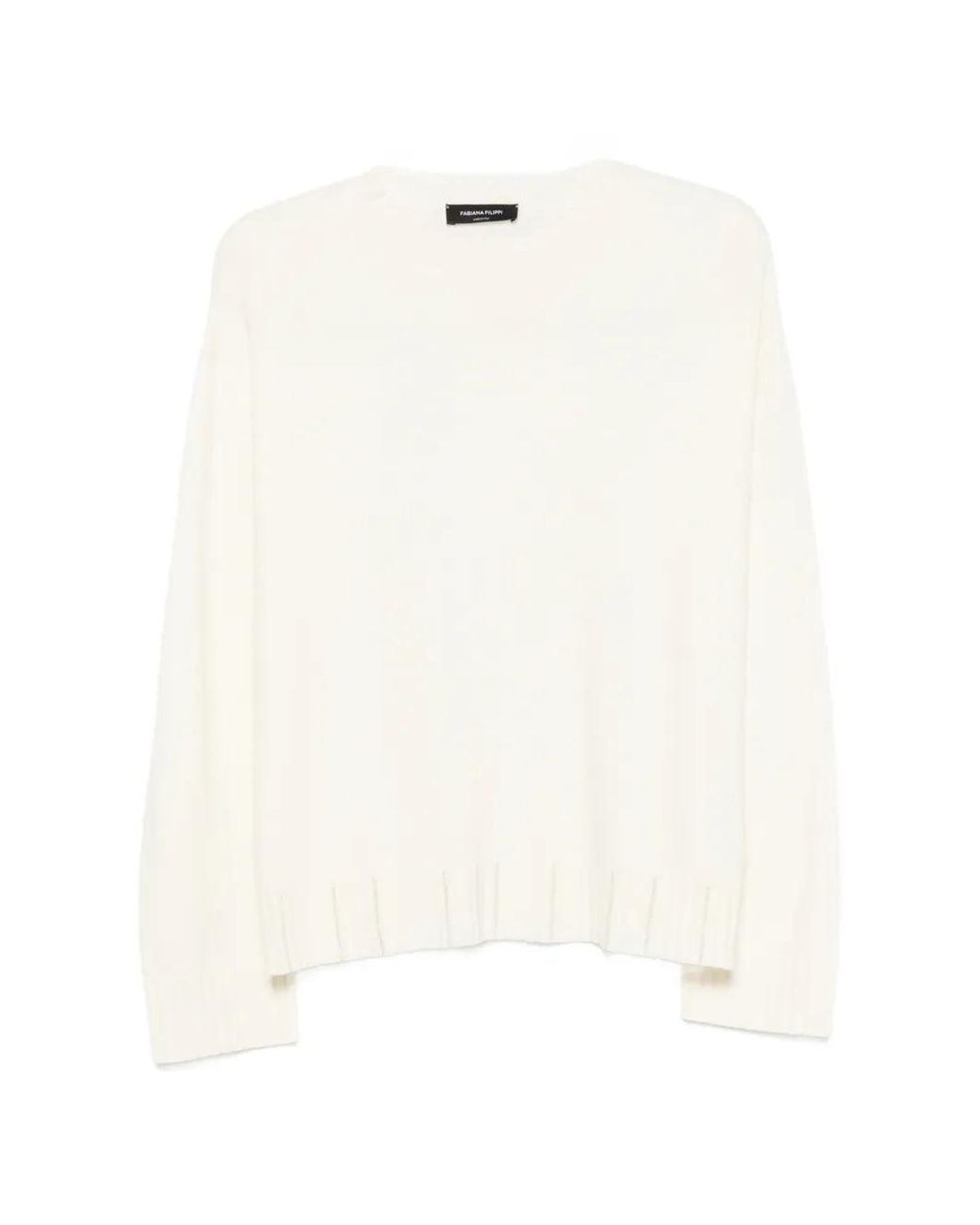 Fabiana Filippi White Platinum Crew Neck Sweater With Embrodery