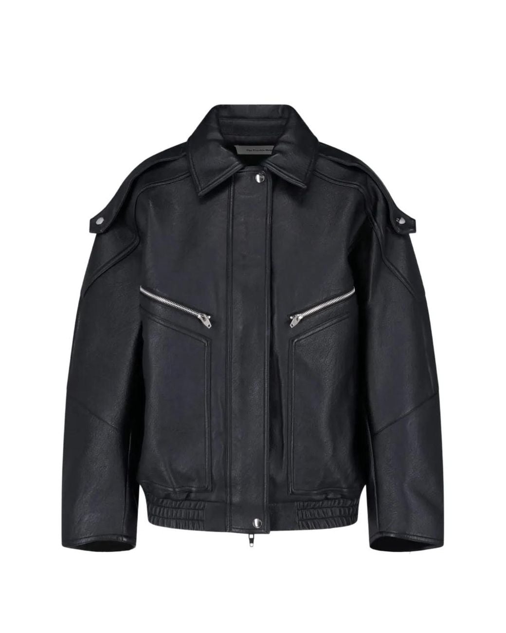 Frankie Shop Black Hudson Faux-Leather Bomber Jacket