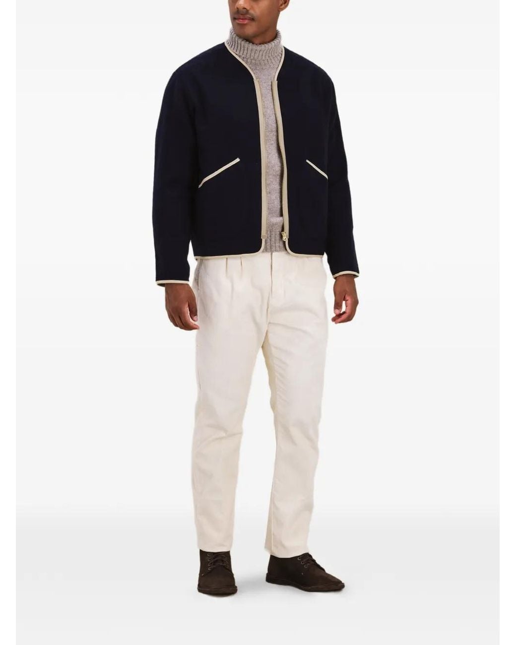 Fortela Blue Trim Zip Wool Jacket for men