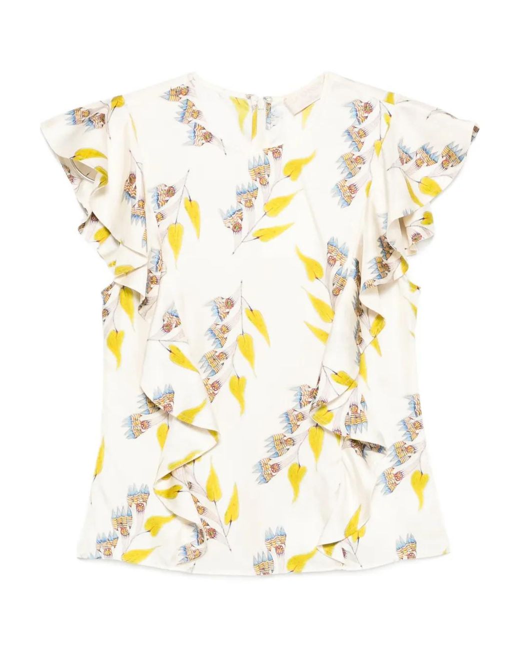 Blusa Botanical Con Volantes Ulla Johnson de color White