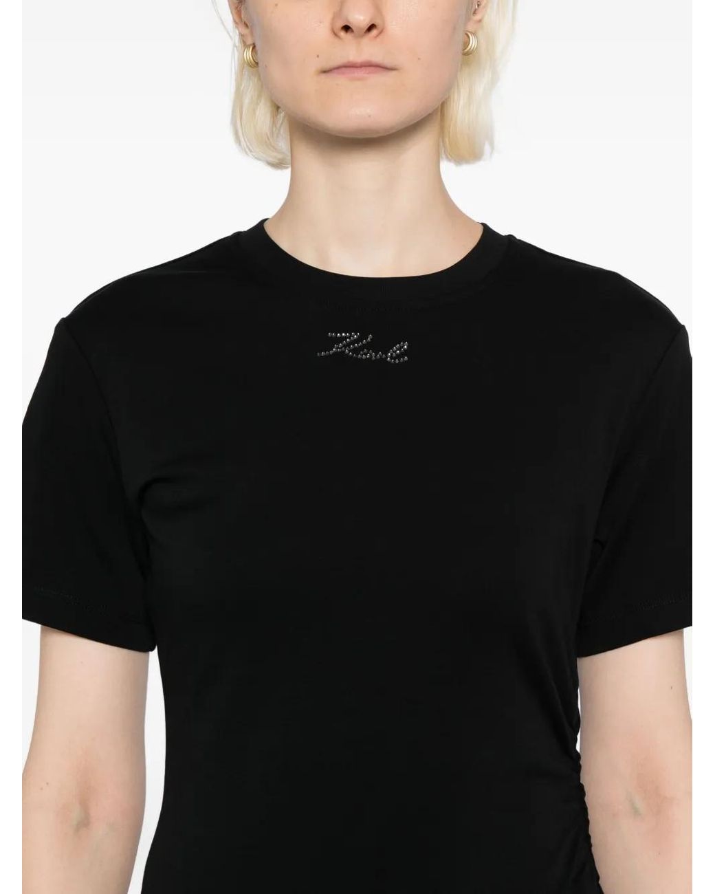 Karl Lagerfeld Black Logo-Embossed Dress