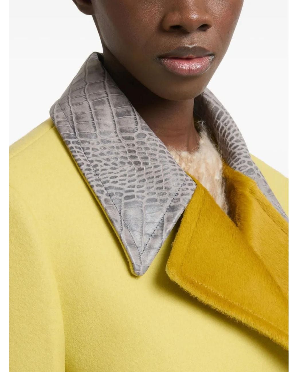 Marni Yellow Snakeskin-Print Wool Jacket