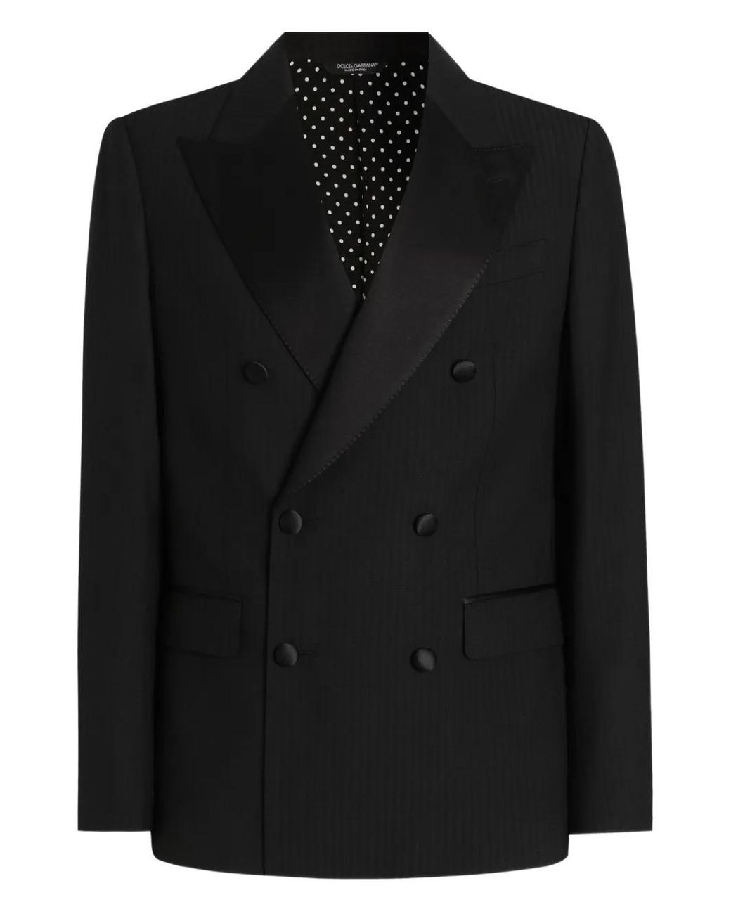 Dolce & Gabbana Black Sicilia Double-Breasted Peaked-Lapel Jacket for men