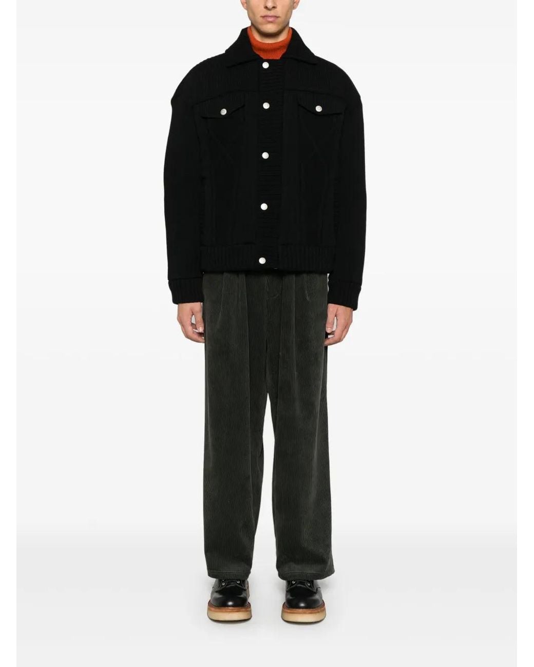KENZO Black Knitted Down Jacket for men