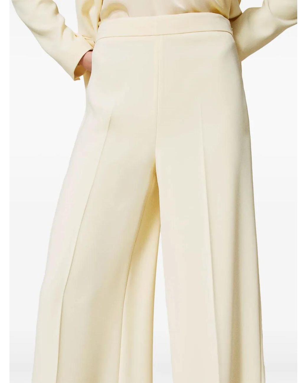 Twinset Natural Crepe Palazzo Trousers