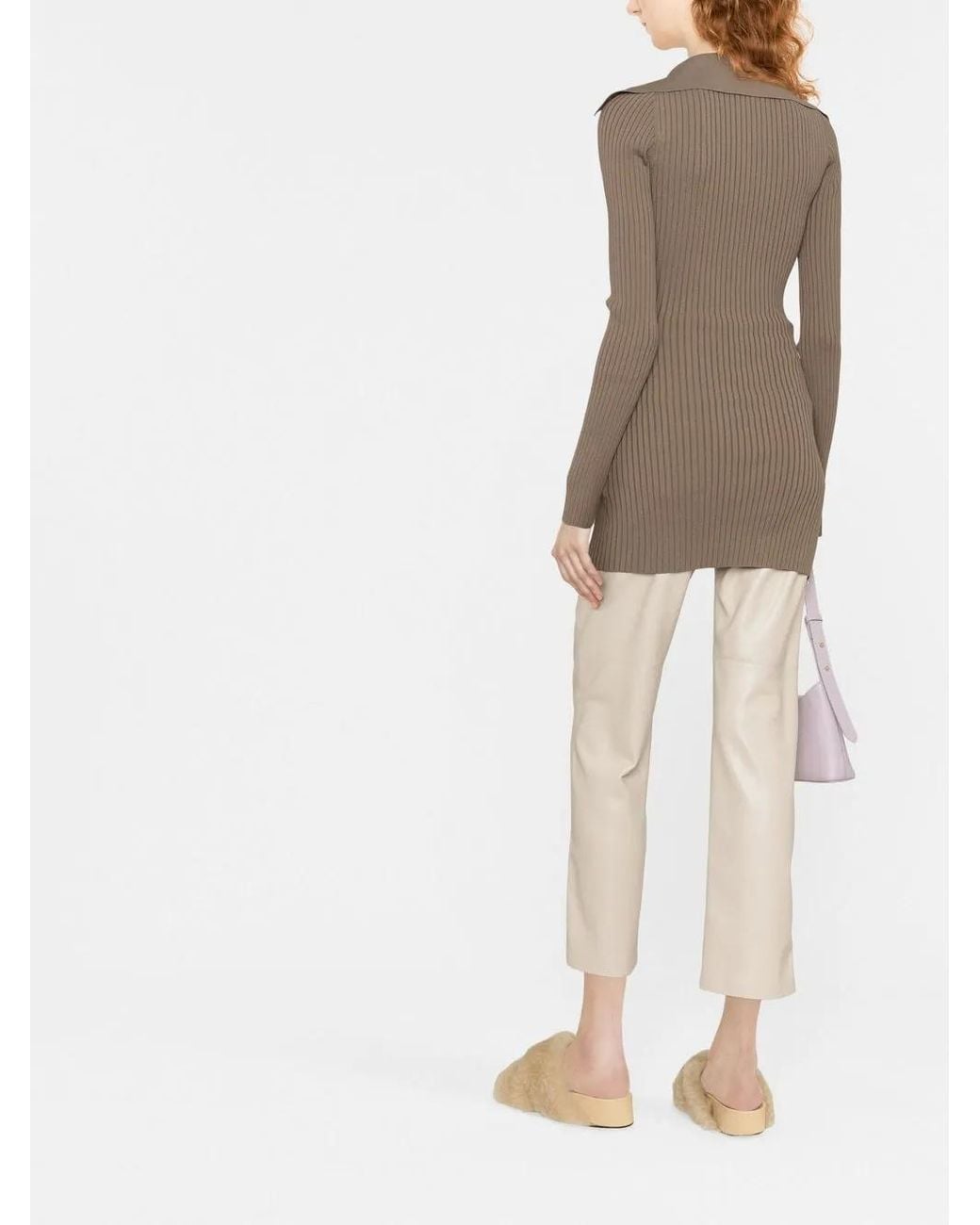 Nanushka Brown Ribbed-Knit Top