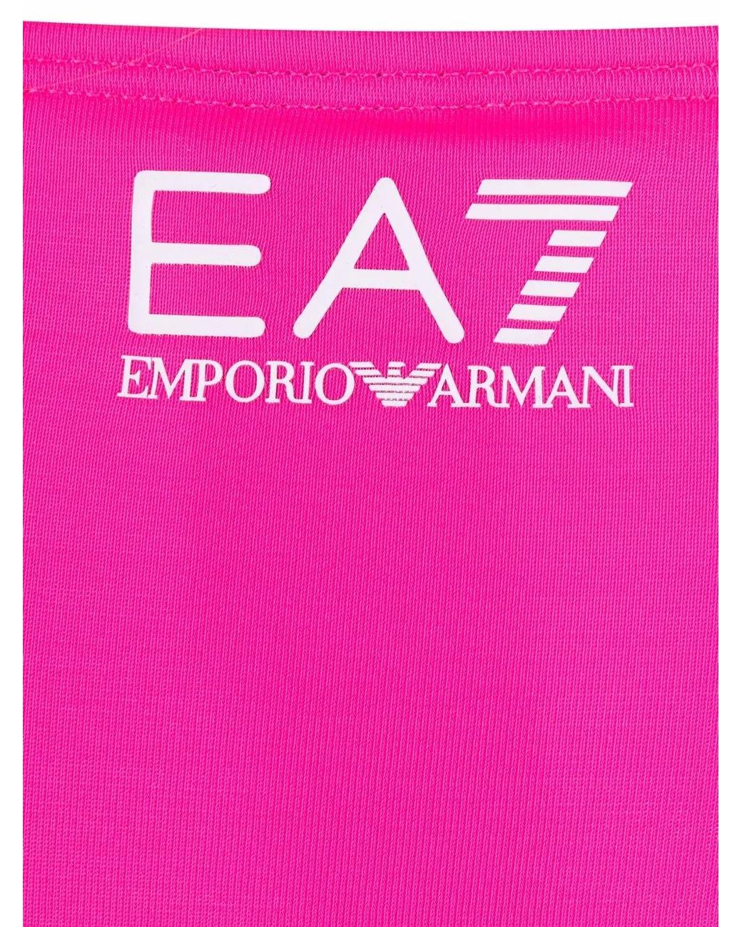 EA7 Pink Logo-Print Underwire Bikini