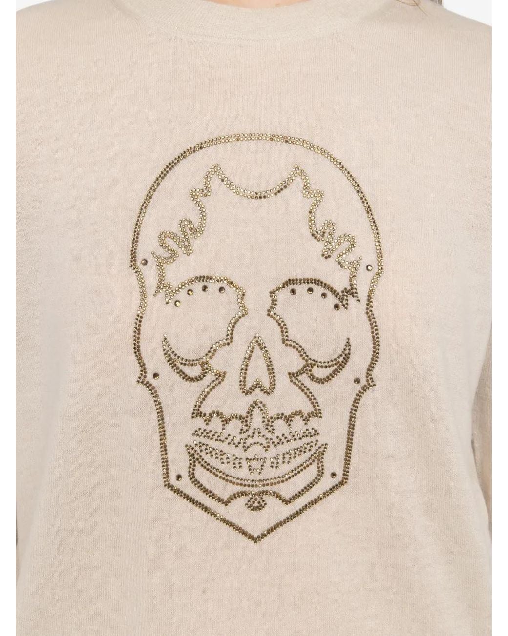 Zadig & Voltaire White Skull-Embellished Cashmere Sweater