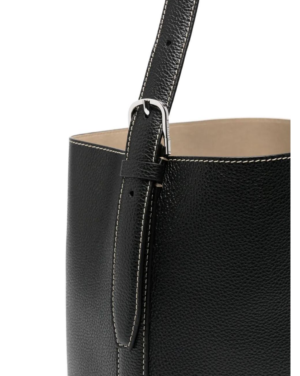Totême Black Medium Belted Grained-Leather Tote