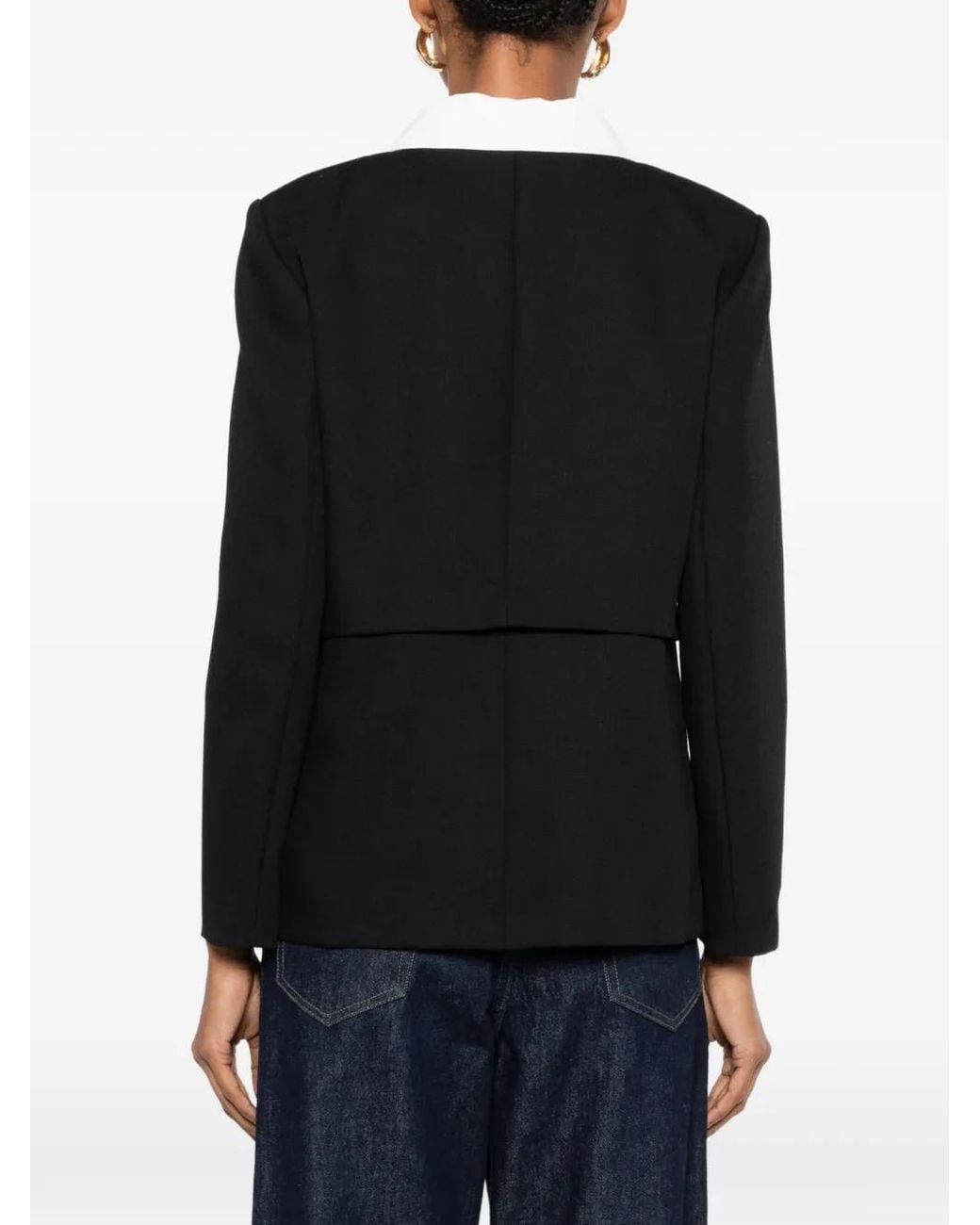 Sandro Black Jacket With Removable Contrast Collar