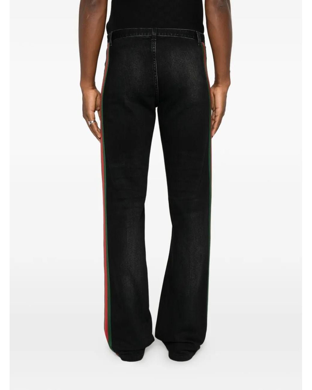 Gucci Black Cotton Denim Pants With Web for men