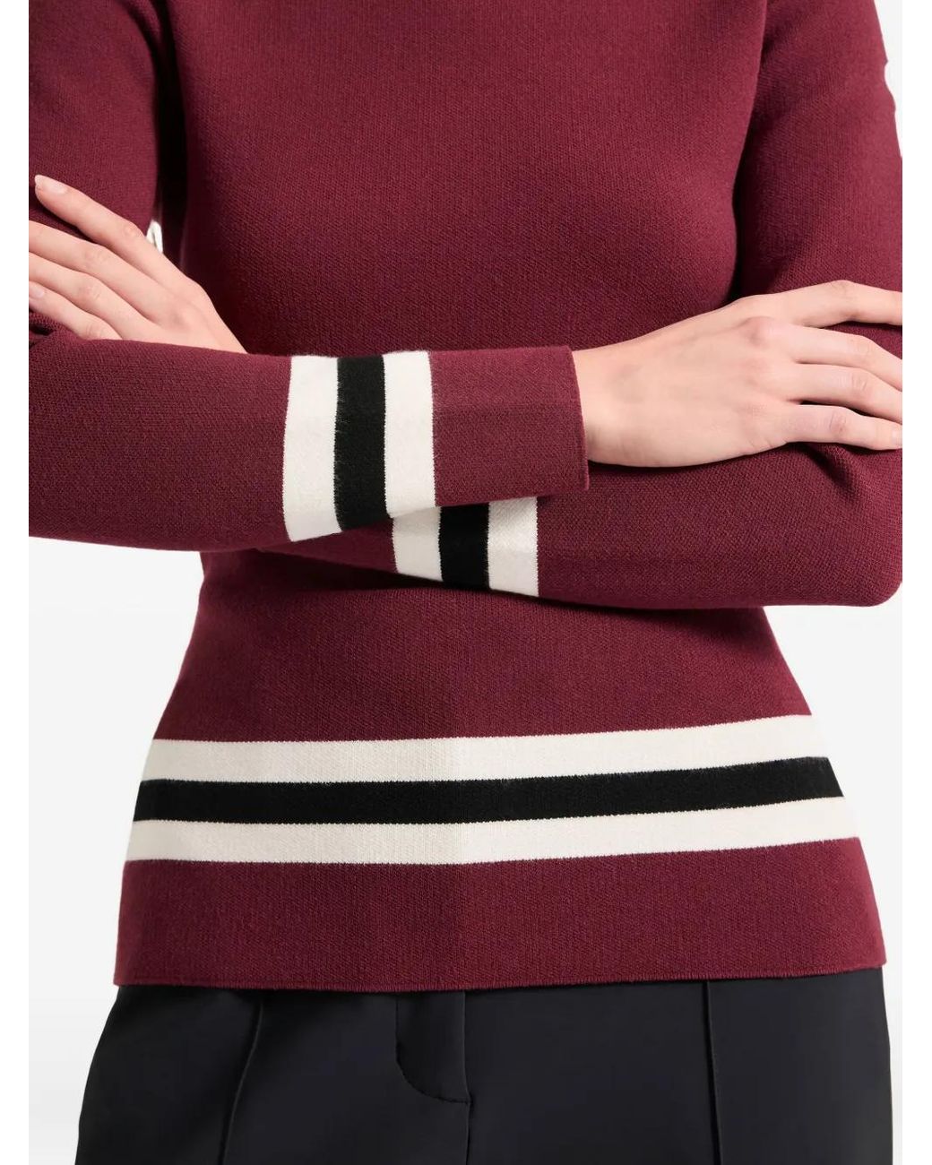 Fusalp Red Judith Roll-Neck Striped Sweater