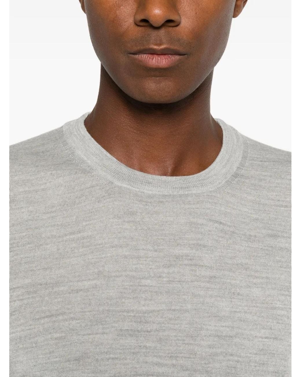 Gran Sasso White Crew-Neck Long-Sleeve Sweater for men