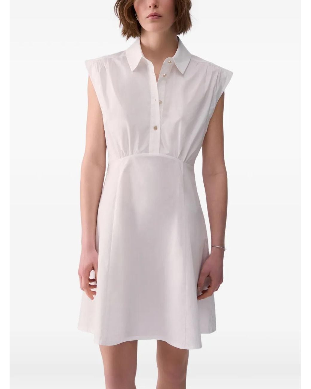Liu Jo White Robe En Popeline À Coupe Courte