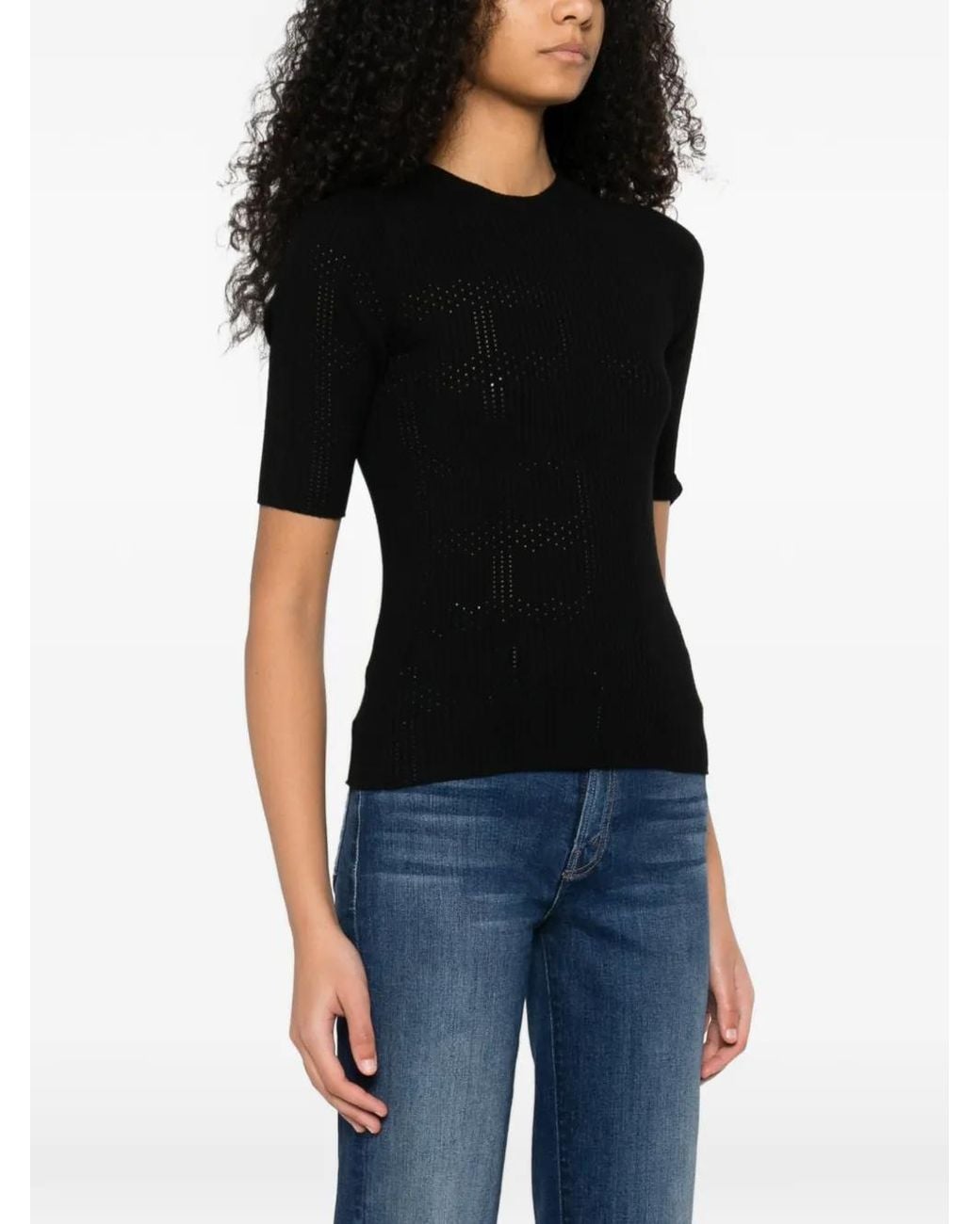 Twinset Black Ribbed Top