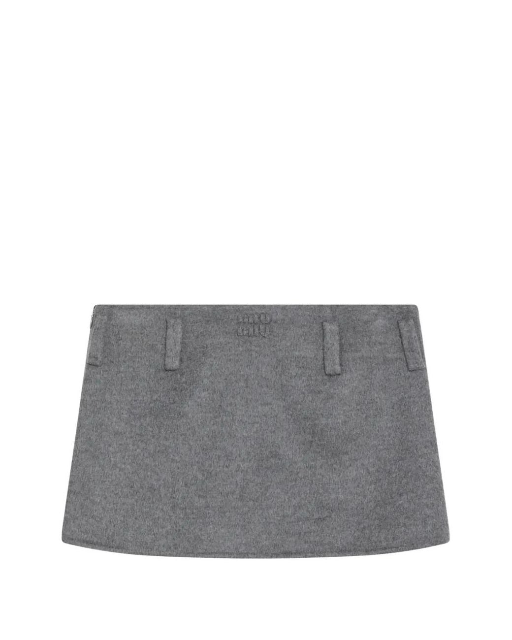 Miu Miu Gray Double-Cashmere-And-Wool Miniskirt