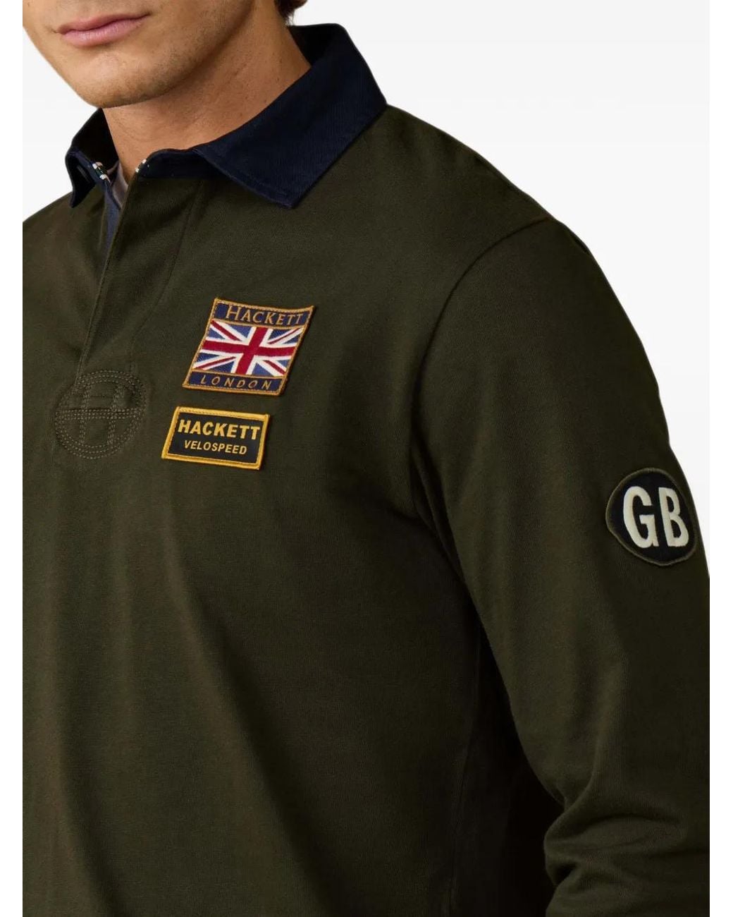 Hackett Heritage Rally Poloshirt Met Embleem-Patch in het Green voor heren