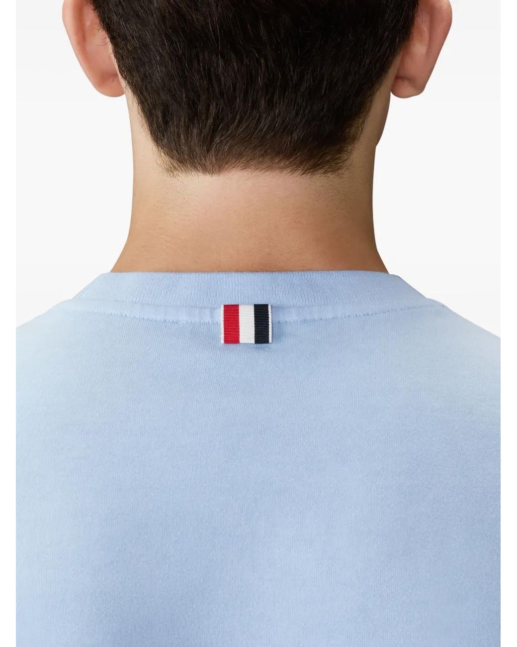 Thom Browne Blue T-Shirt With 4-Stripe Detail for men