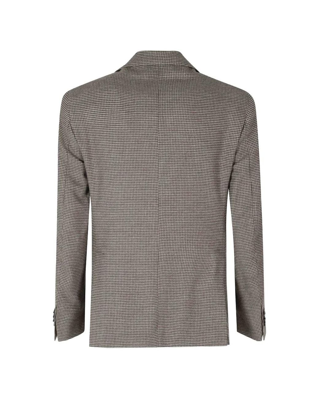L.b.m. 1911 Gray Houndstooth-Pattern Single-Breasted Blazer for men