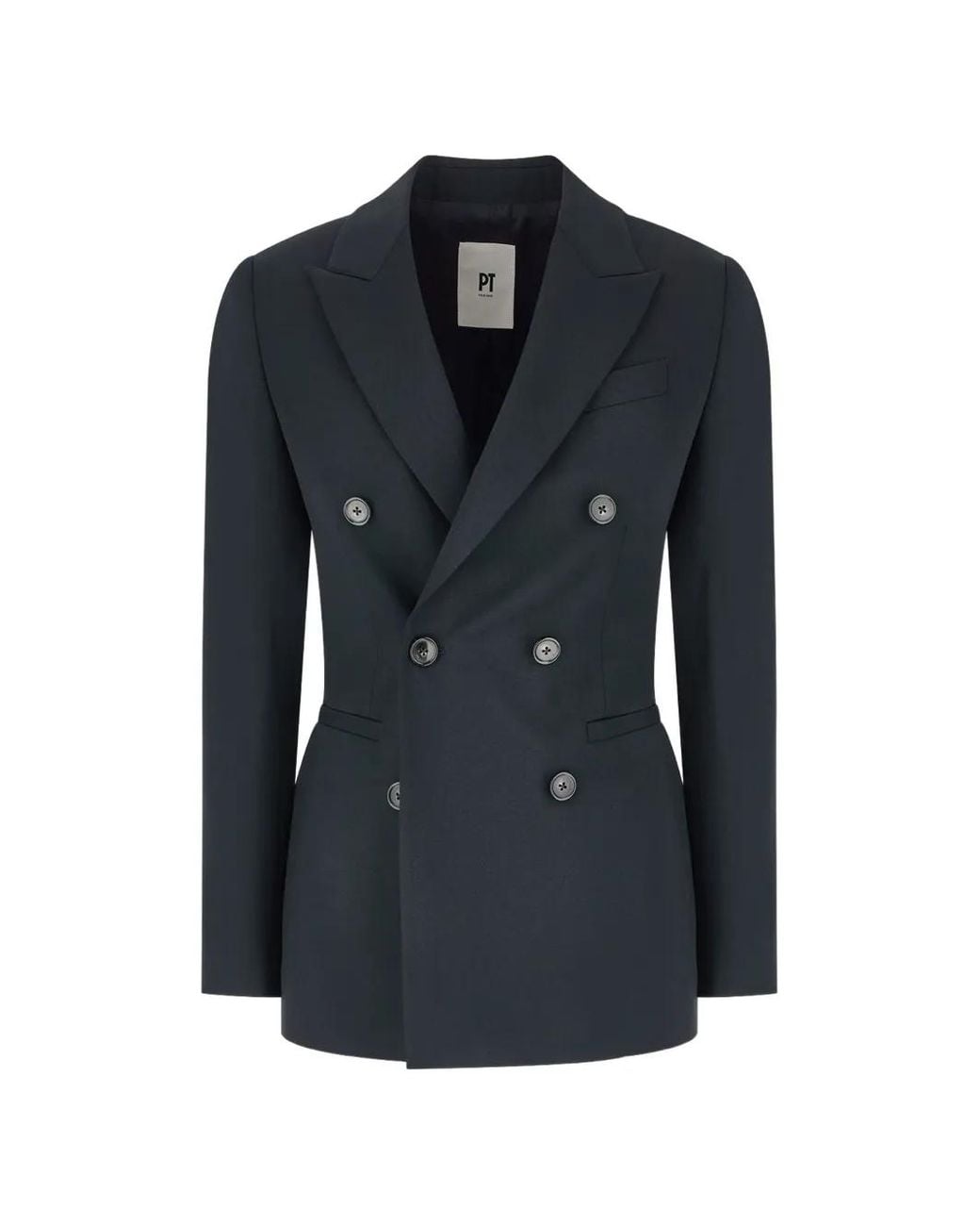 PT Torino Blue Peak-Lapel Double-Breasted Blazer