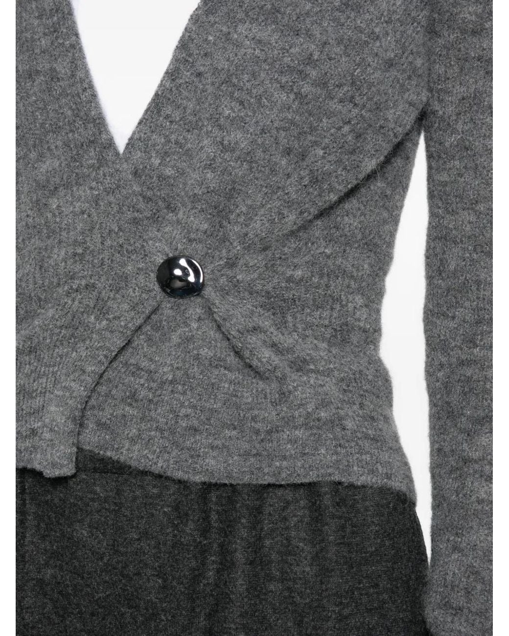 Drykorn Gray Lobaia Wrap-Style Buttoned Cardigan