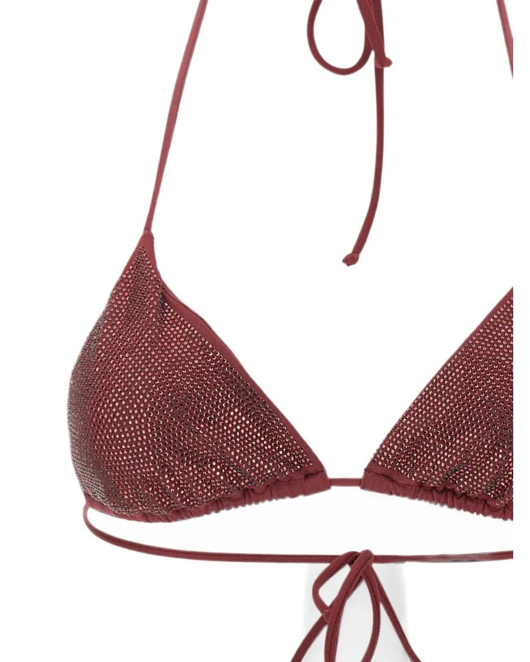 Mc2 Saint Barth Pink Annabelle Triangle Bikini Top With Applied Strass Details