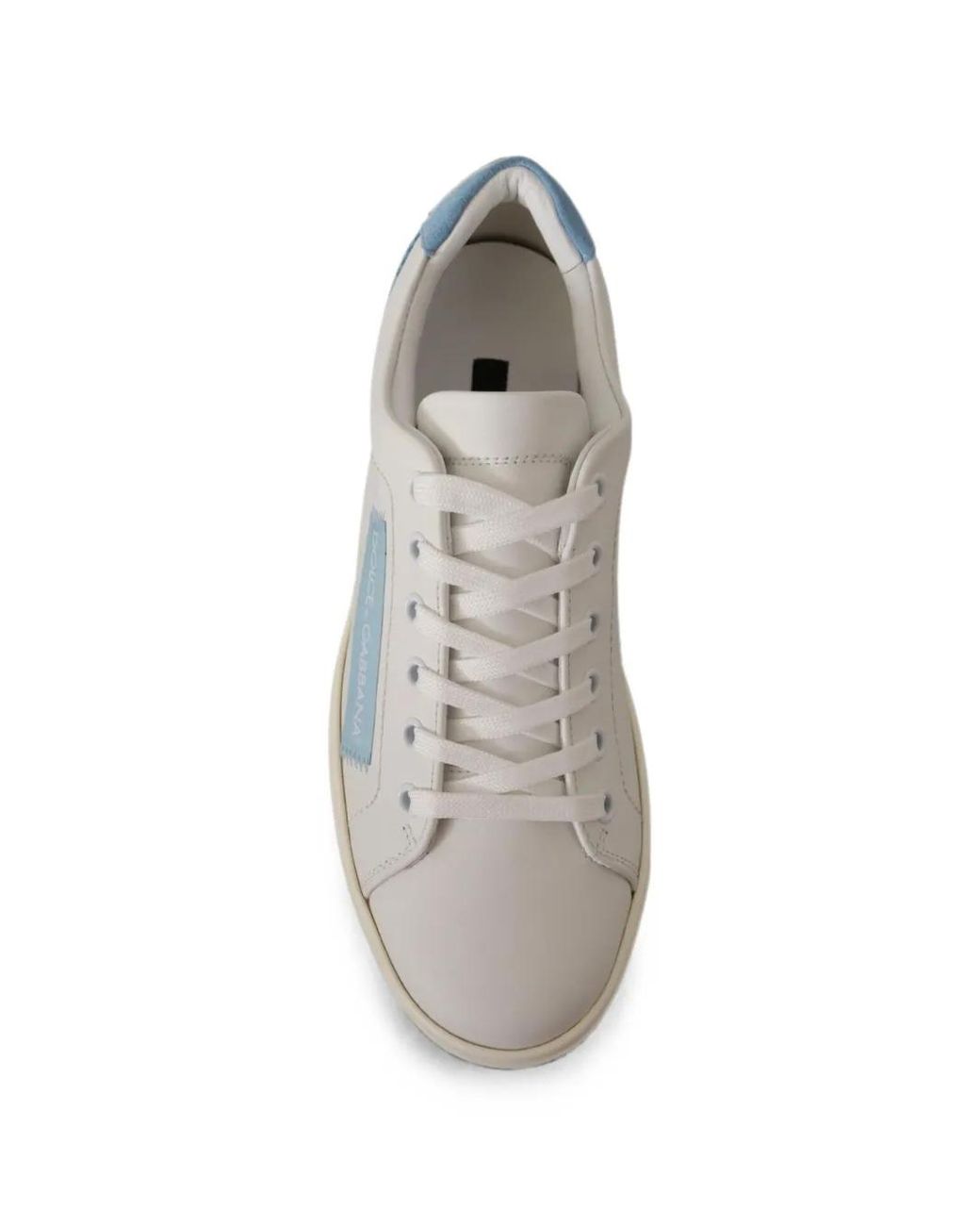 Dolce & Gabbana White Logo-Patch Leather Sneakers