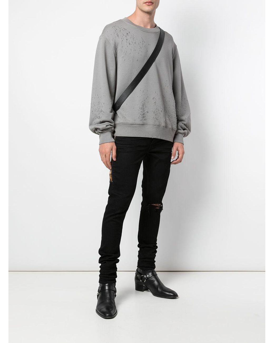 Amiri Shotgun Distressed Sweatshirt in Gray for Men Lyst