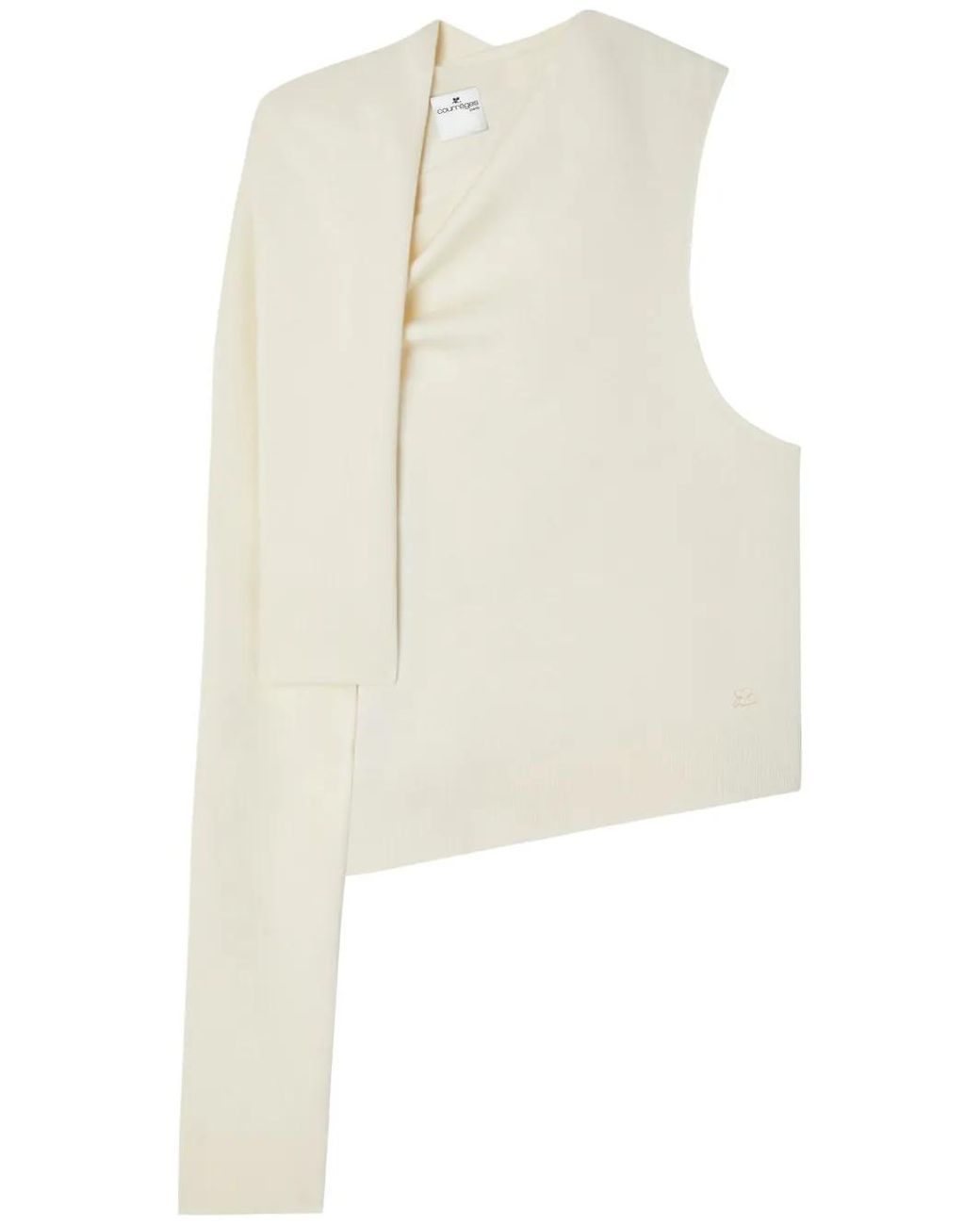 Courreges White Off-Shoulder Knitted Top