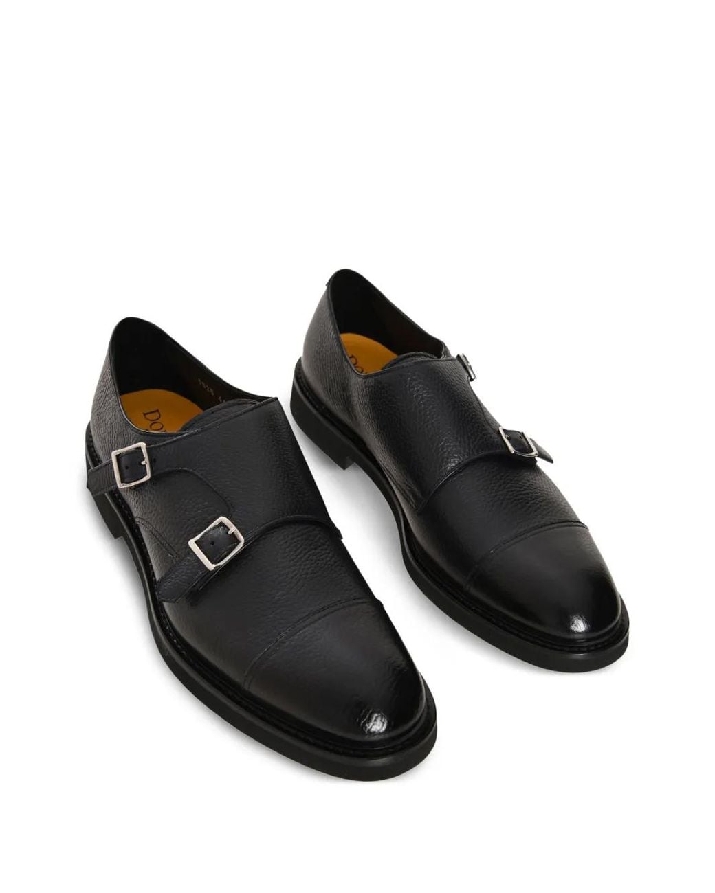 Doucal's Black Buckled Leather Shoes for men