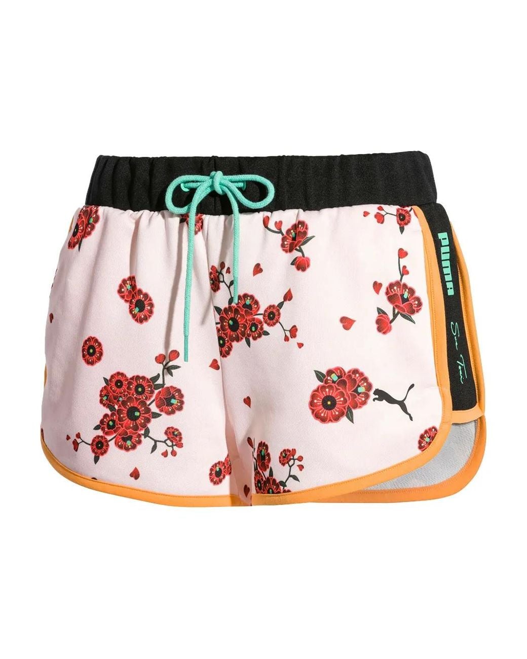 PUMA Red Floral-Pattern Shorts