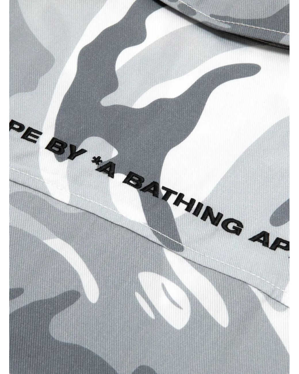 Aape By A Bathing Ape Gray Camouflage-Print Short-Sleeve Shirt for men