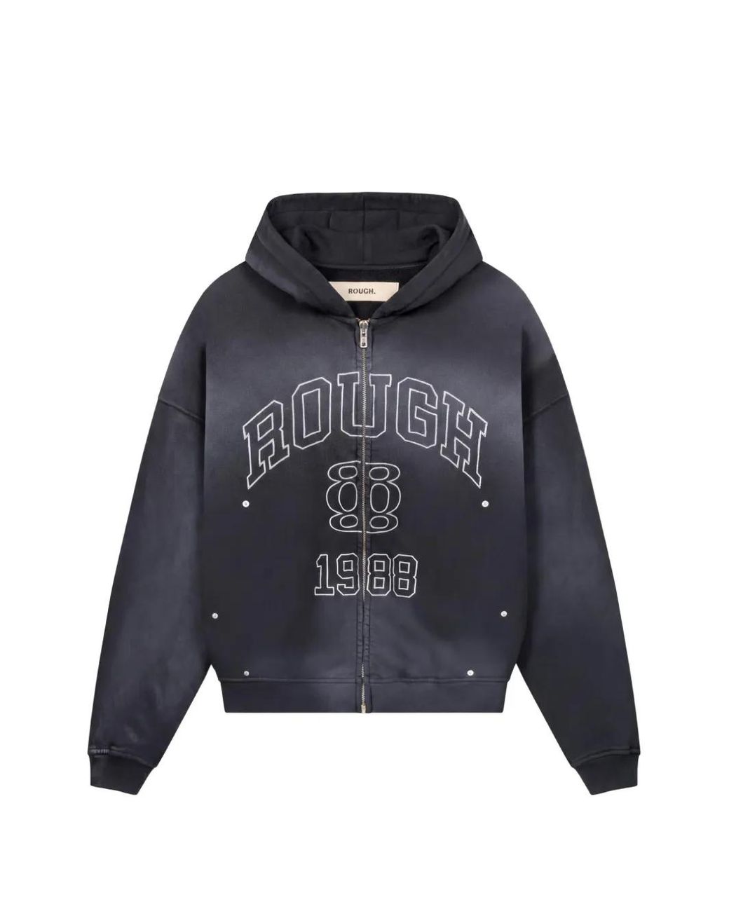 ROUGH Blue Logo-Print Zip-Up Hoodie for men