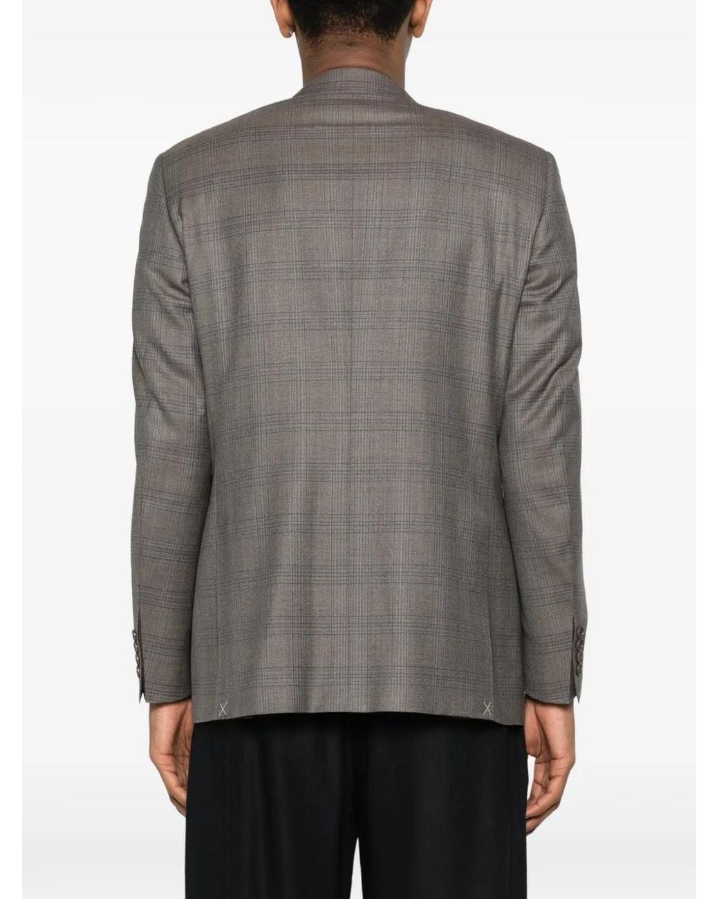 Canali Gray Check Two-Button Blazer for men