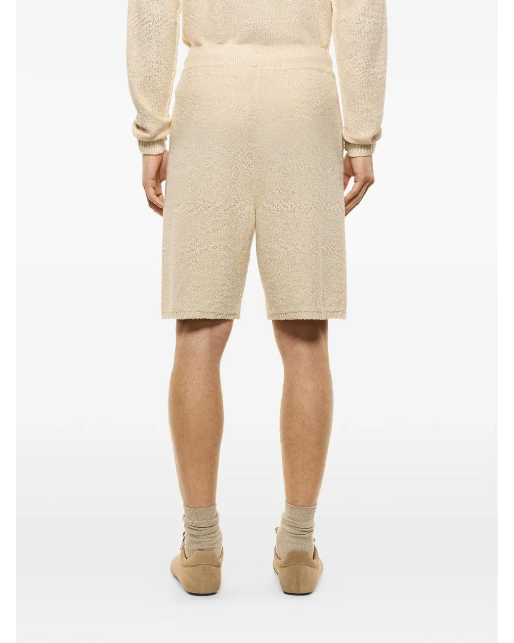 Laneus Natural Knitted Drawstring Shorts for men