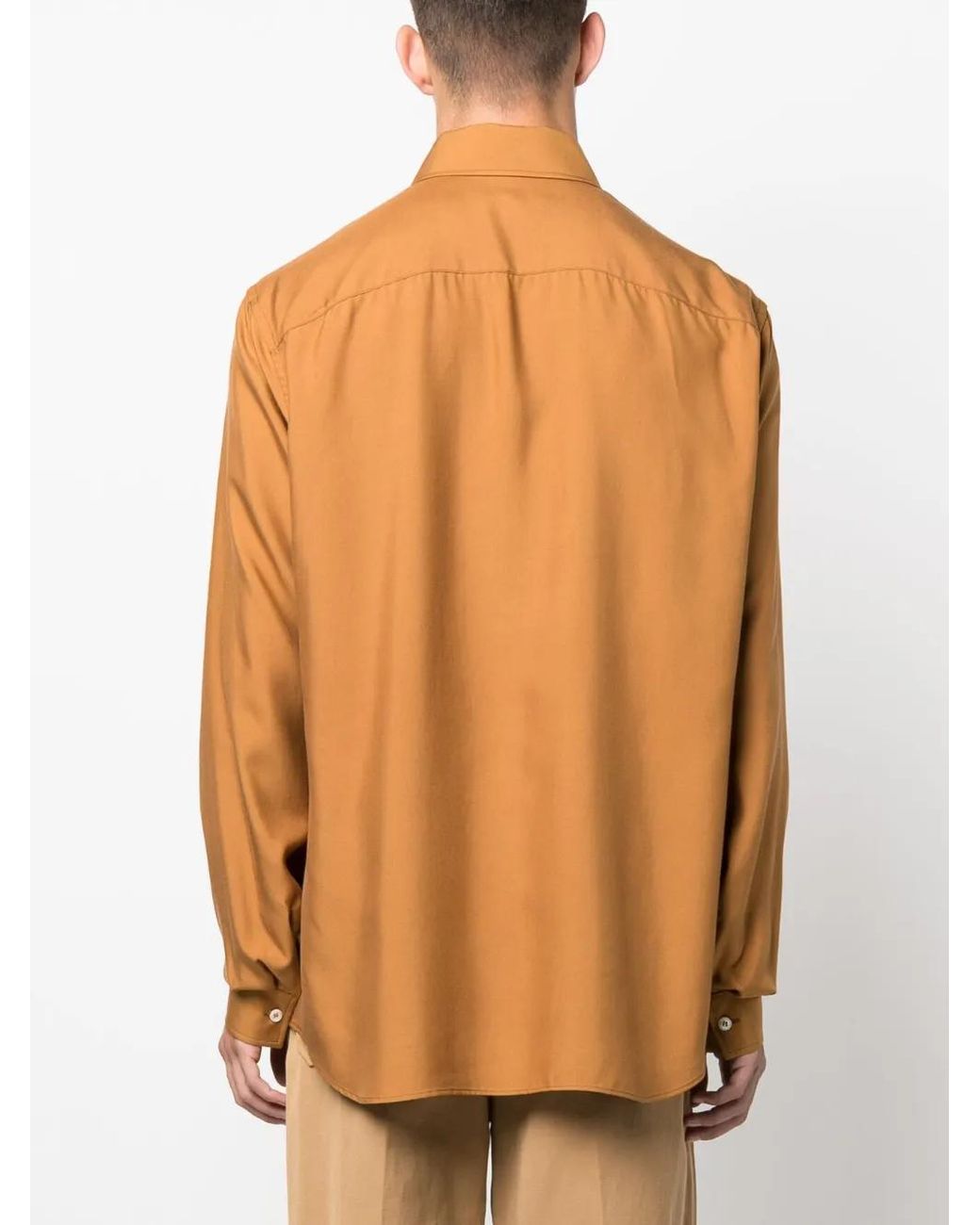 Bally Orange Pointed-Collar Silk Shirt for men