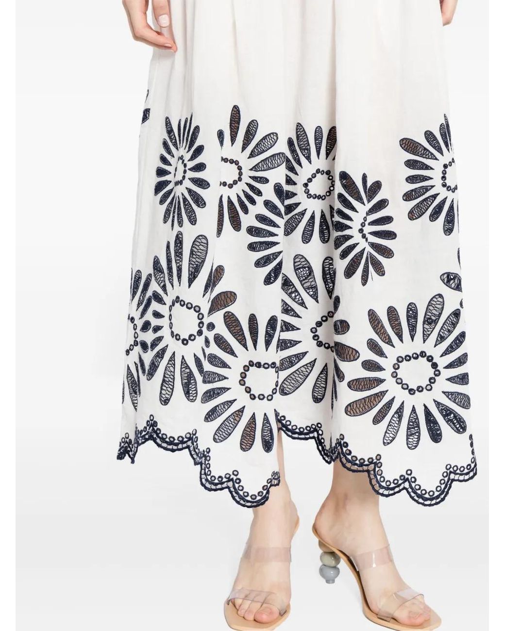 Ulla Johnson White Annisa Broderie-Anglaise Midi Skirt