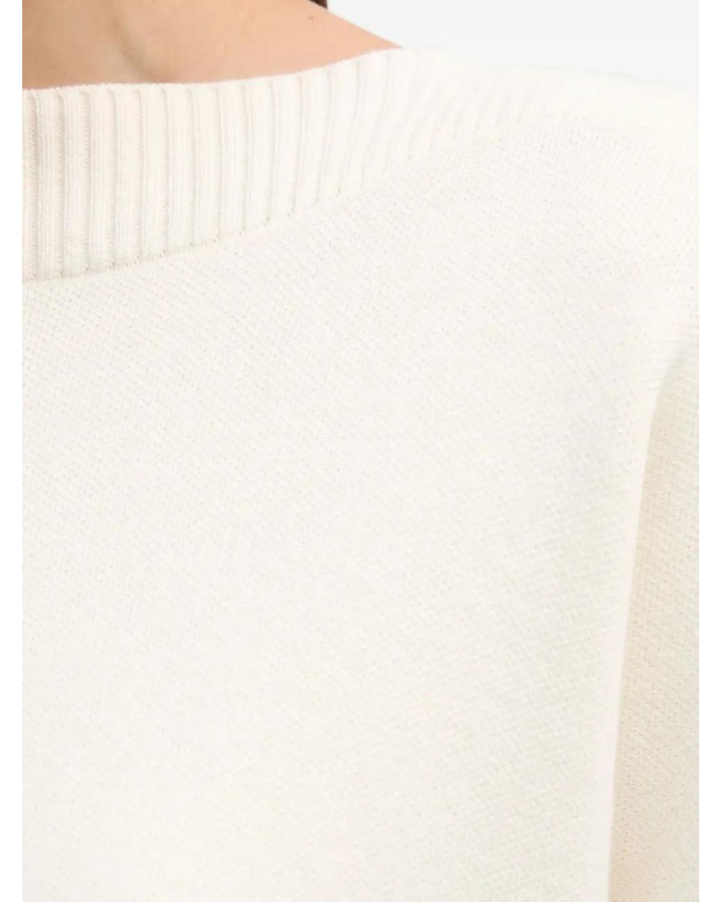 Benetton White Jacquard Ribbed Knit Jumper