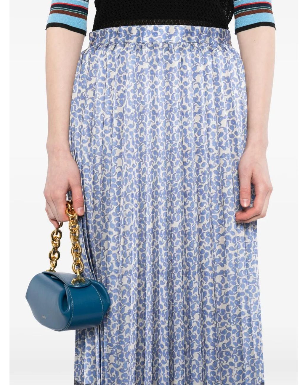 JNBY Blue Paisley-Print Midi Skirt