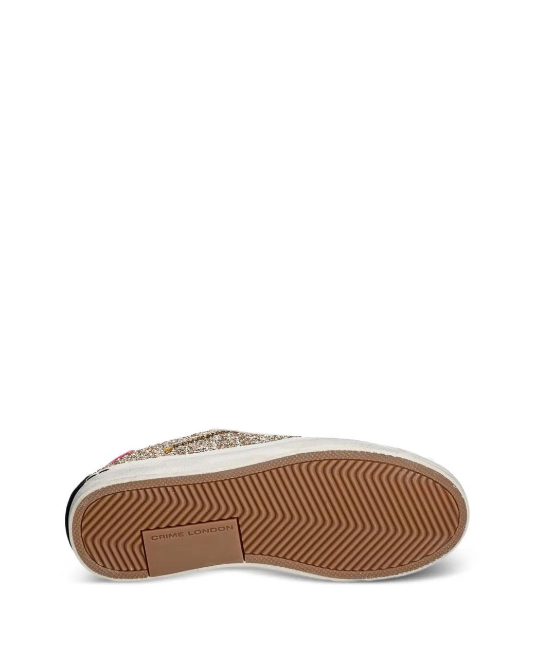 Crime London White Distressed Glitter-Details Sneakers