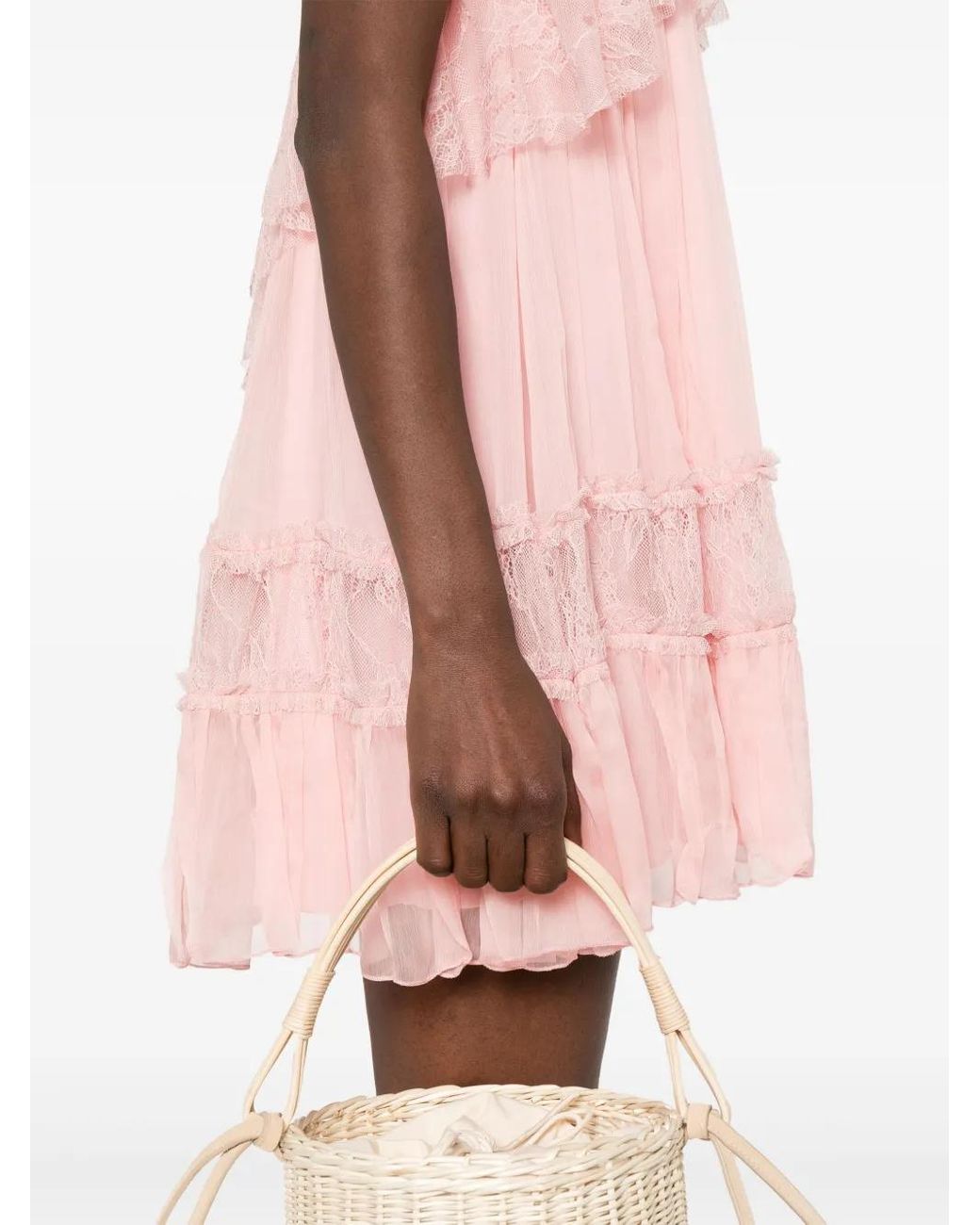 Nissa Pink Lace Mini Dress