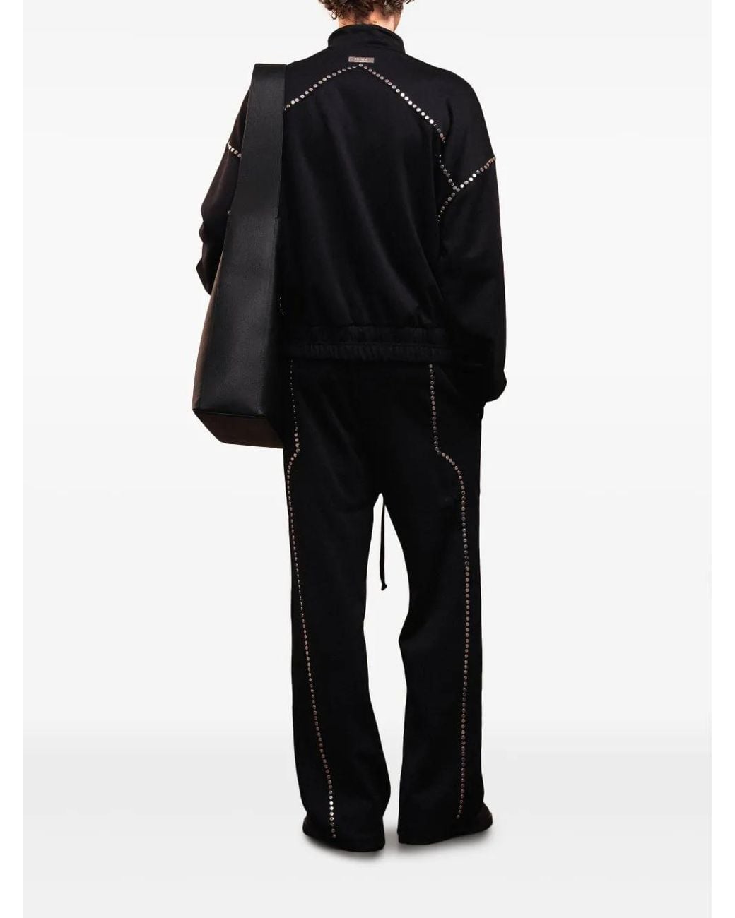 ROUGH Black Stud-Detail Track Jacket for men