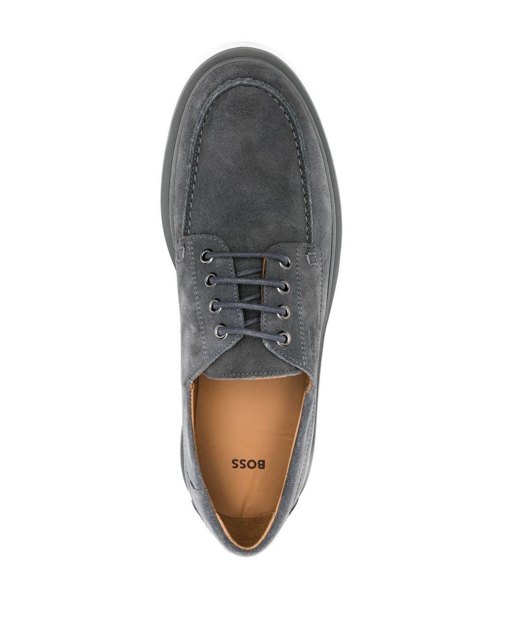 BOSS by HUGO BOSS Leather Emed Logo Derby Shoes in Grey (Gray) for Men |  Lyst