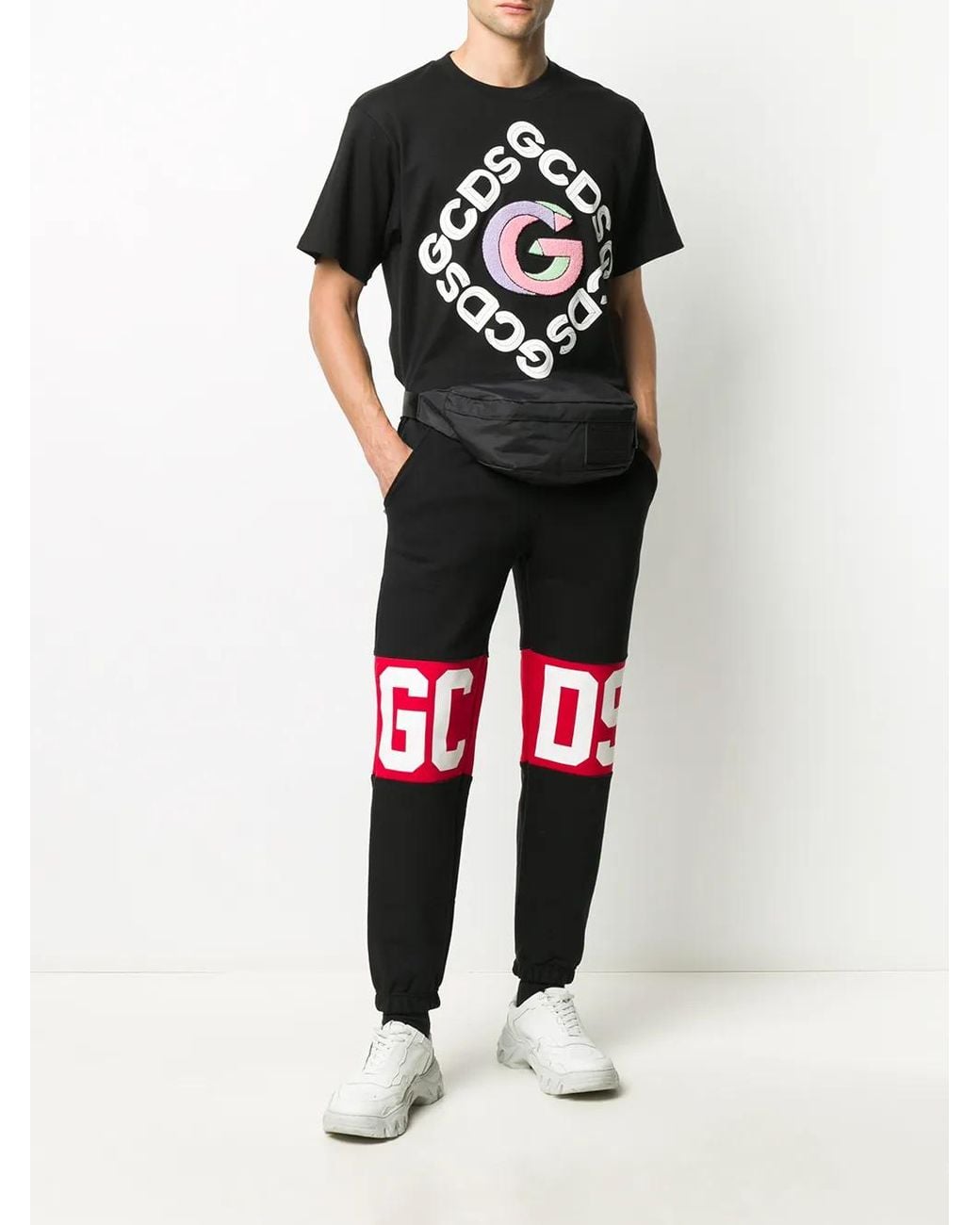 Gcds Black Logo Print Track Pants for men