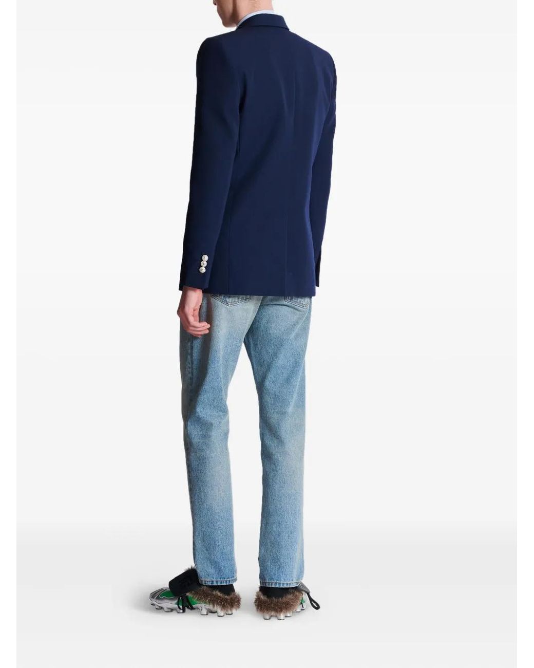 Balmain Blue Grain De Poudre Blazer for men