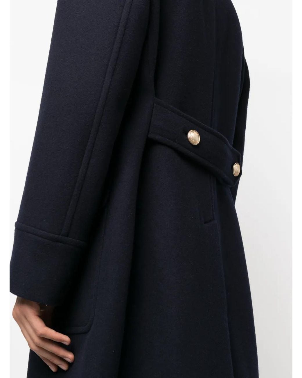 Brunello Cucinelli Blue Button-Down Double-Breasted Coat for men