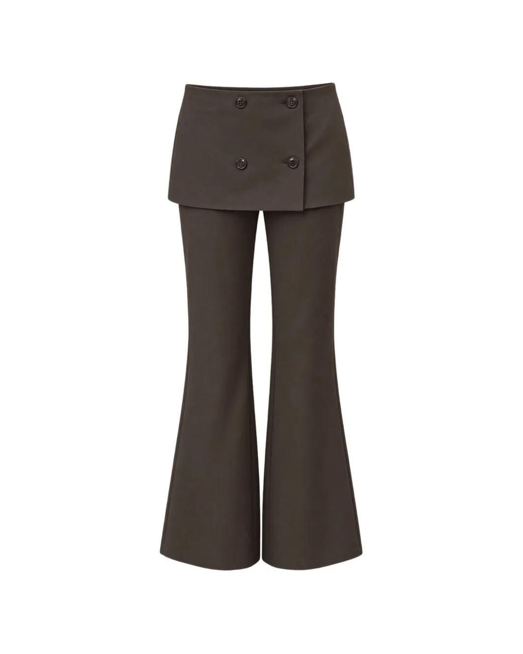 ELEH Gray Double-Breasted Layered-Effect Trousers